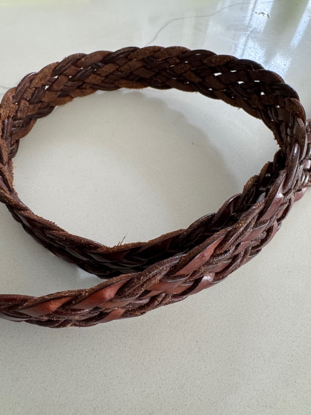 Coach Braided Brown Leather Belt with Brass-Tone Buckle - Picture 6 of 13